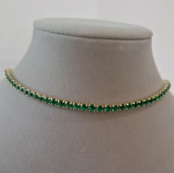 uniquebrilliant Jewelry - Emerald tennis necklace 4mm